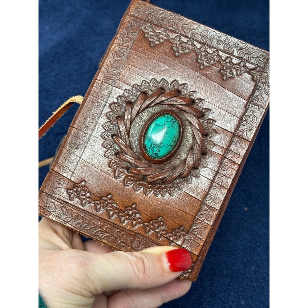 Handmade Leather Journal Notebook Diary Embossed Celtic Design Stone‎ - Picture 5 of 11